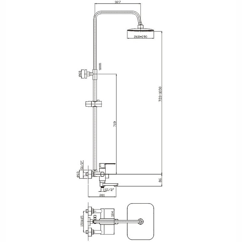 Душевая система  HB-2402  ХРОМ  к35  HAIBA  (4/1шт)