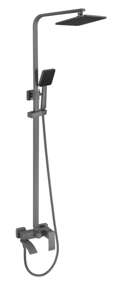 FMARK SUS FS8645-1Q  Душевая стойка  ГРАФИТ со смесителем КВАДРО картридж d/ нерж.   (1/1шт)