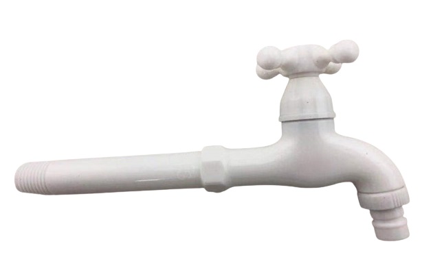 .Кран водоразборный пластиковый от стены  DK-3310-A  длинный 19см ручка крест