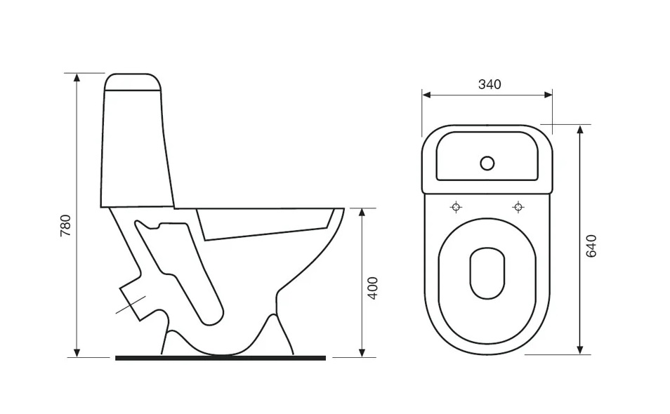 Унитаз-компакт   MITO HIT  ll-сорт, выпуск 45* 1кн.низ., сиденье ПП, пласт. креп.CERSANIT (1/1шт)