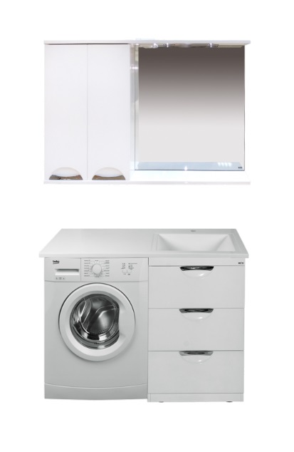 ТI20 Тумба напольная  Куба-60  3 ящ. белая эмаль под стир. машину  ум. Марсал 120  Misty