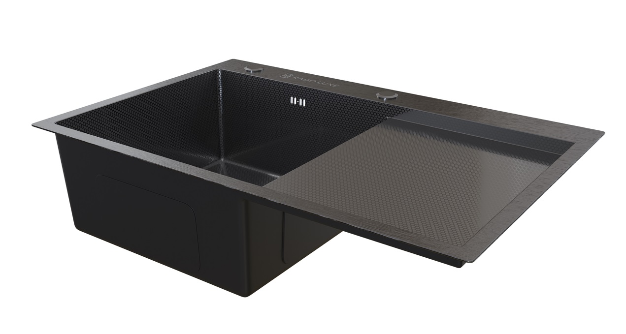 Мойка настол.монтаж  RADO LUXE 7750B-L  ГРАФИТ ДЕКОР  77 х 50 левая  (3,0)   22см      (1/1шт)