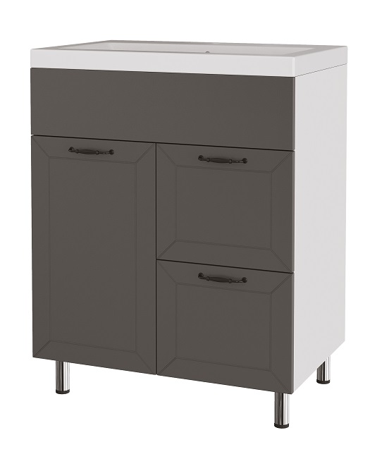 Т70  Тумба напольная Фотон 70 (Серый) 687х437х700  2ящ. 1дв. под умыв  Комфорт 70  Арт.22007