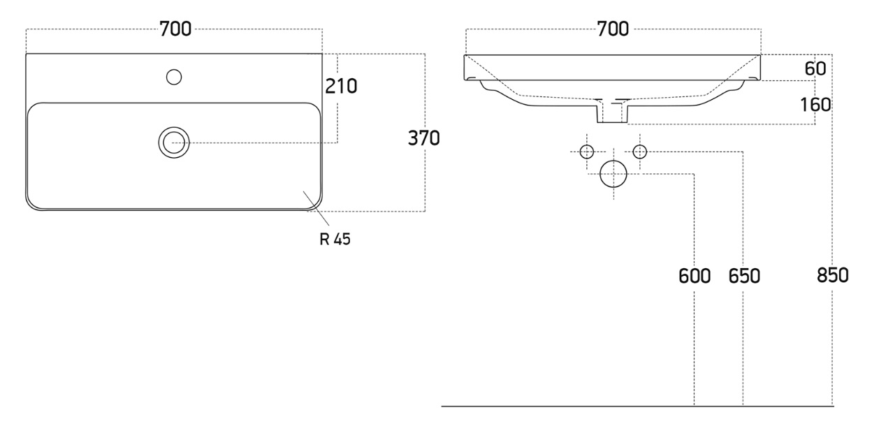 Умывальник мебельный   Дрея LUXURY-70   (аналог COMO)
