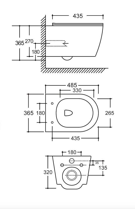 Унитаз подвесной  MIYA безободковый, 485х365х365мм, дюропласт,б/съем,м/лифт RADOLUXE