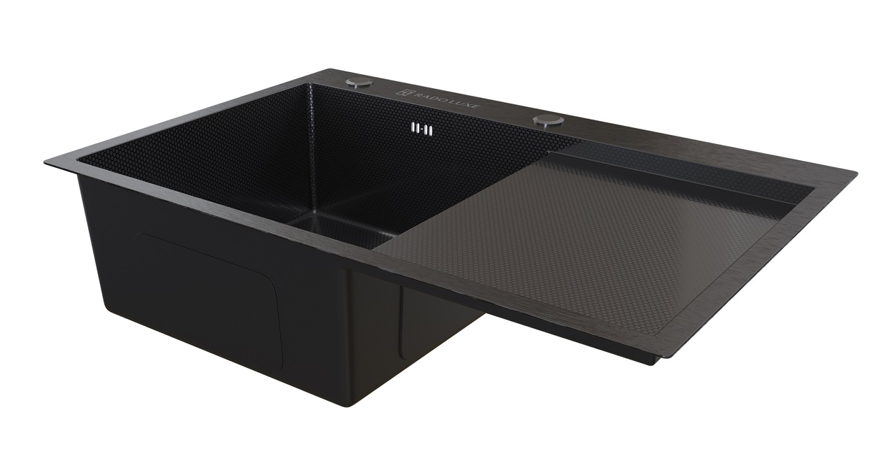 Мойка настол.монтаж RADO LUXE 7750B-L  ТЕМНЫЙ ГРАФИТ ДЕКОР  77 х 50 левая  (3,0)   22см      (1/1шт)