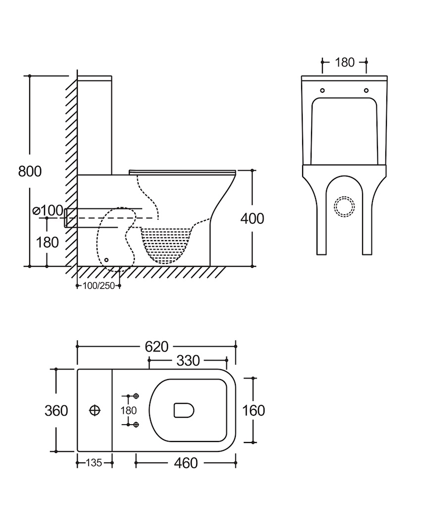 *АКЦИЯ Унитаз напольный  OLIVER безоб.,гориз,620х360х800мм, дюропл,б/съем,м/лифт RADOLUXE (2 места)
