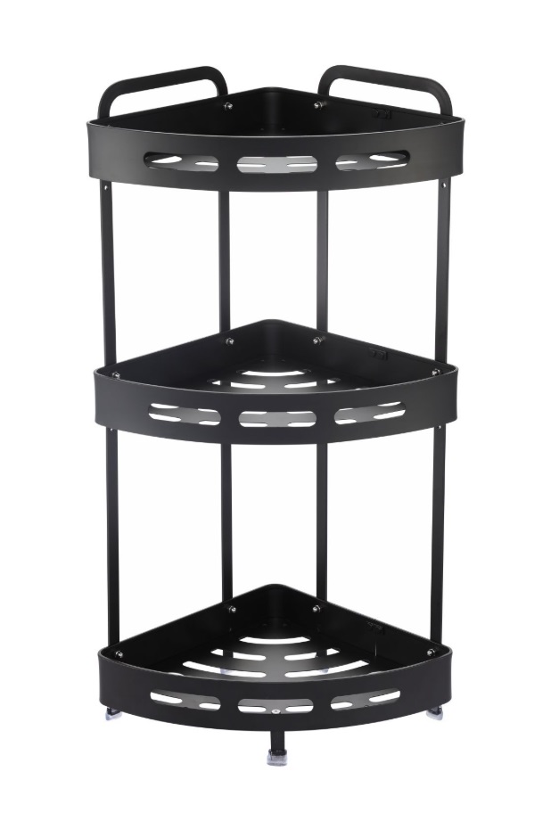 Полка  3-ая  угловая  ZENFORT  TA-3542B3  23,5*23,5*57 см  ЧЕРНЫЙ/АЛЮМИНИЙ   (20/1шт)