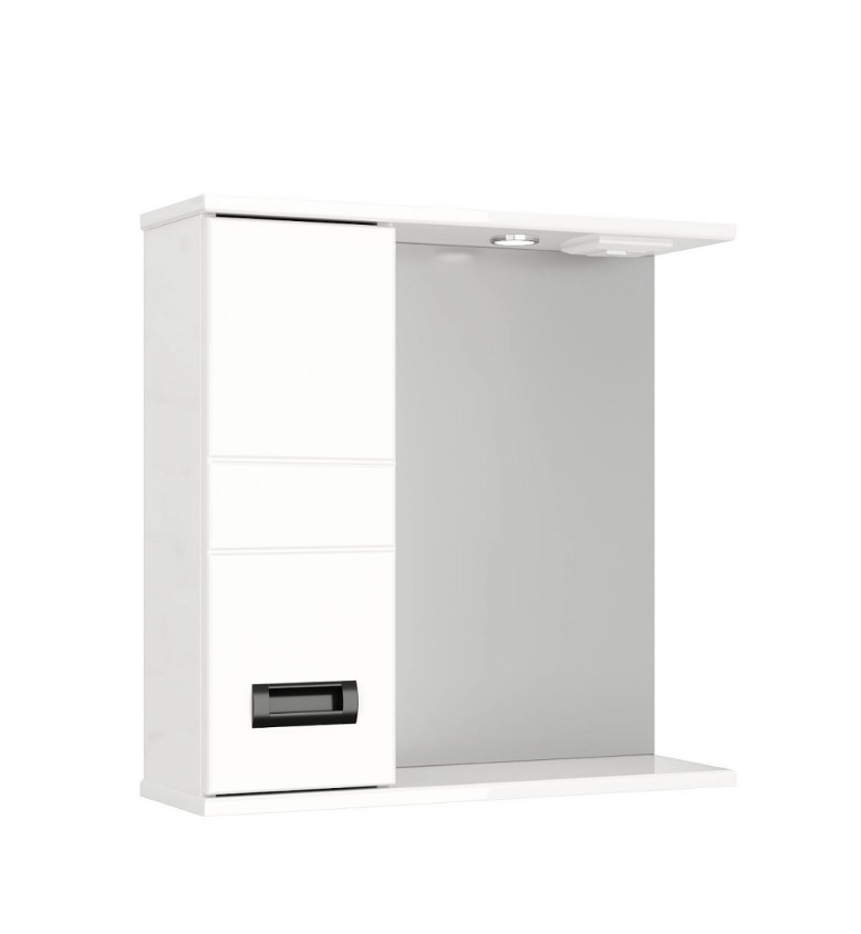 70  Зеркало-шкаф Оникс 70 (Белый глянцевый) 700x700x140  1дв., левый  Арт.22109