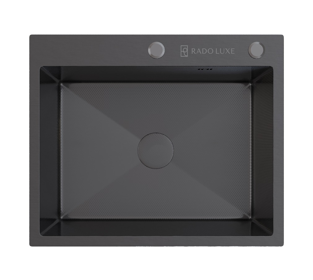 Мойка настол.монтаж   RADO LUXE 6050  ТЕМНЫЙ ГРАФИТ ДЕКОР 60 х 50   (3,0)   22см      (1/1шт)