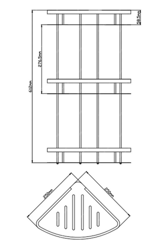 Полка  3-ая  угловая  P380-3  25*25*62 см   SUS304   (10/1шт)