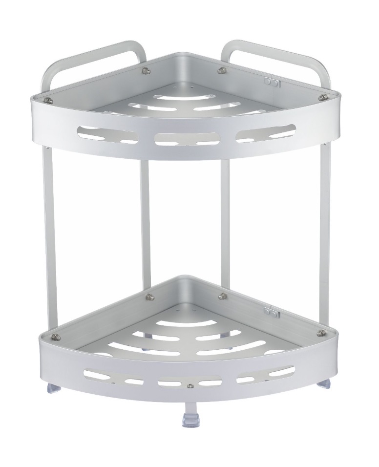 Полка  2-ая  угловая  ZENFORT  TA-3542A2  23,5*23,5*36 см  СЕРЕБРО/АЛЮМИНИЙ   (20/1шт)