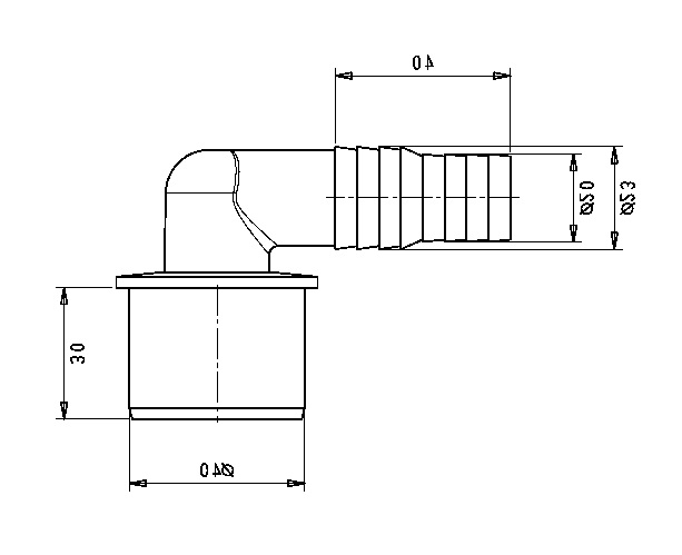 Адаптер угловой д/подключения 1 слива ф40х20/23 стир.и посудом.   (150/1шт)