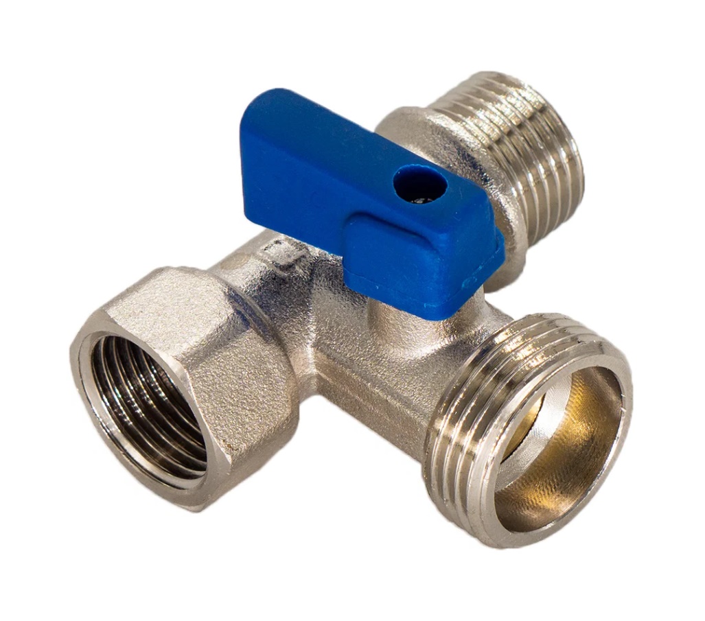 Кран сквозной шаров. д/стир. Машины   1/2*3/4*1/2  шаровый АМ  266Z