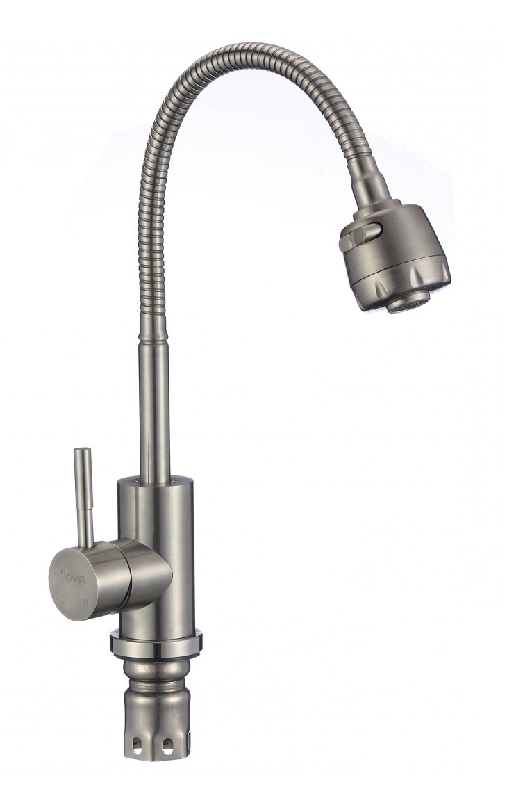 008   Смес кухня   высокий  НЕРЖАВЕЙКА SAVOL  SUS3002-01 гибкий излив. к35
