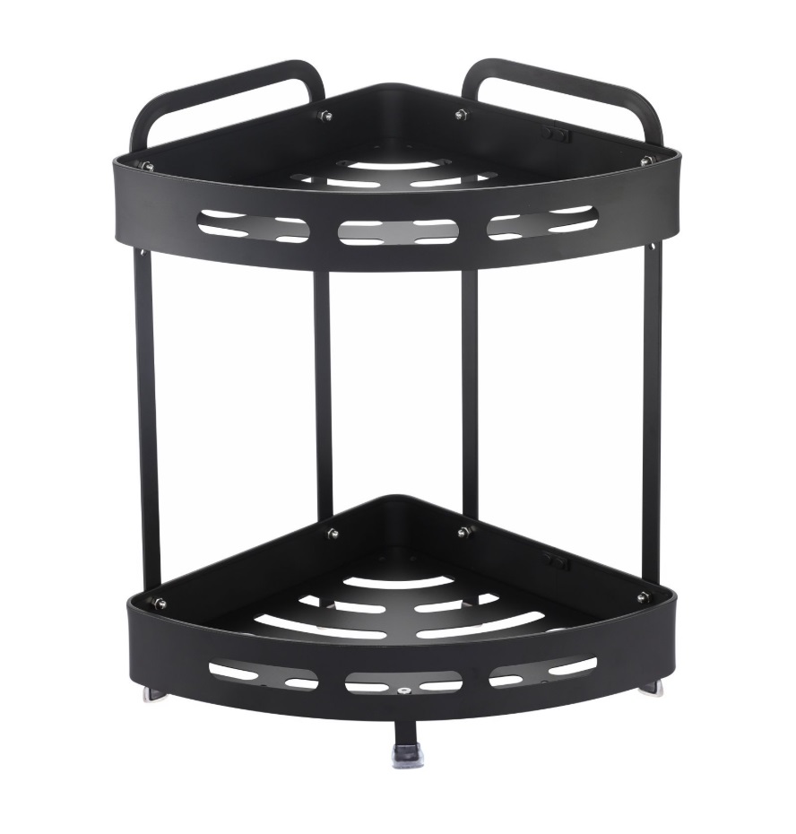 Полка  2-ая  угловая  ZENFORT  TA-3542B2  23,5*23,5*36 см  ЧЕРНЫЙ/АЛЮМИНИЙ   (20/1шт)