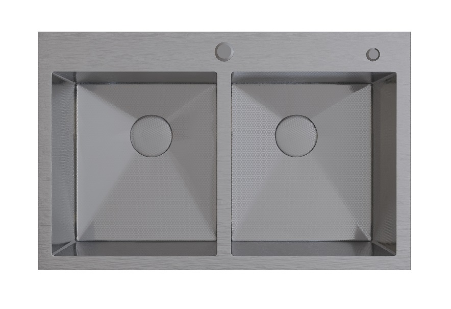 Мойка настол.монтаж RADO LUXE 78x50   САТИН ДЕКОР  7850-HS  2-я чаша  (3,0)   22см      (1/1шт)