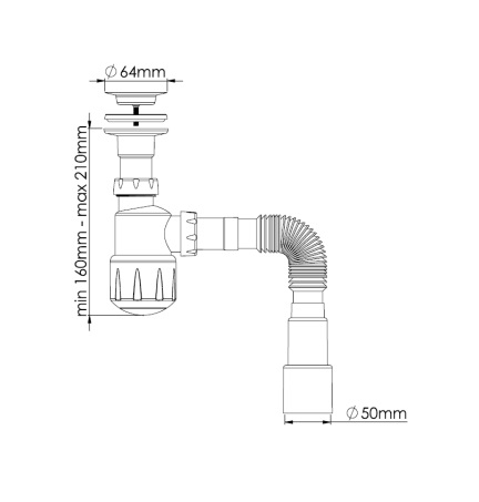 B105-5  Сифон  для биде  ZEGOR с   выпуском 1 1/4 и гибкий отвод d40/50 (40/1шт)
