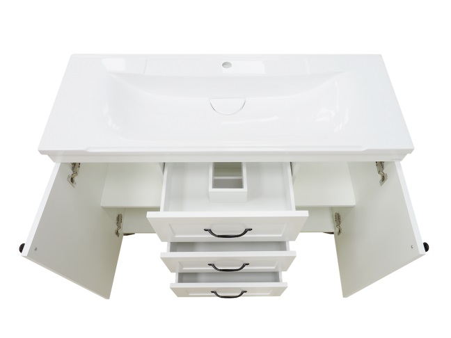 ТI20 Тумба напольная Дуэт -120  3ящ., белая эмаль матовая под ум.   Misty