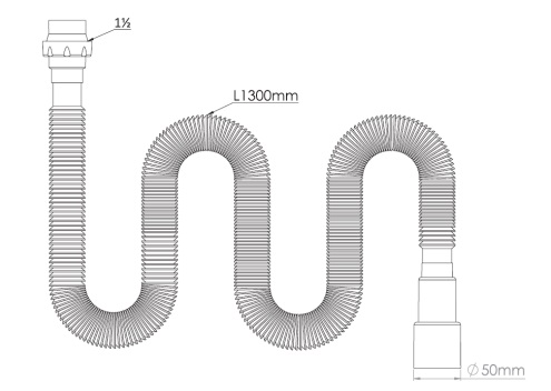 G134-5      Гибкая труба    1 1/2 х40/50  1470мм  с гайкой ZEGOR  (50/1шт)