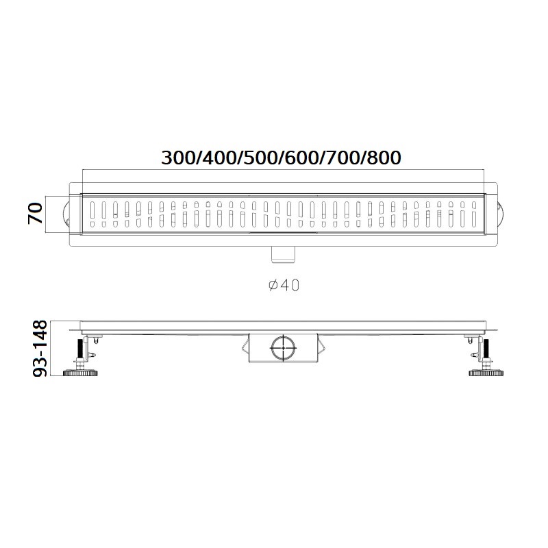 Трап-лоток  30см боковой HB-93300   300х70х9.3   HAIBA  (1/6)