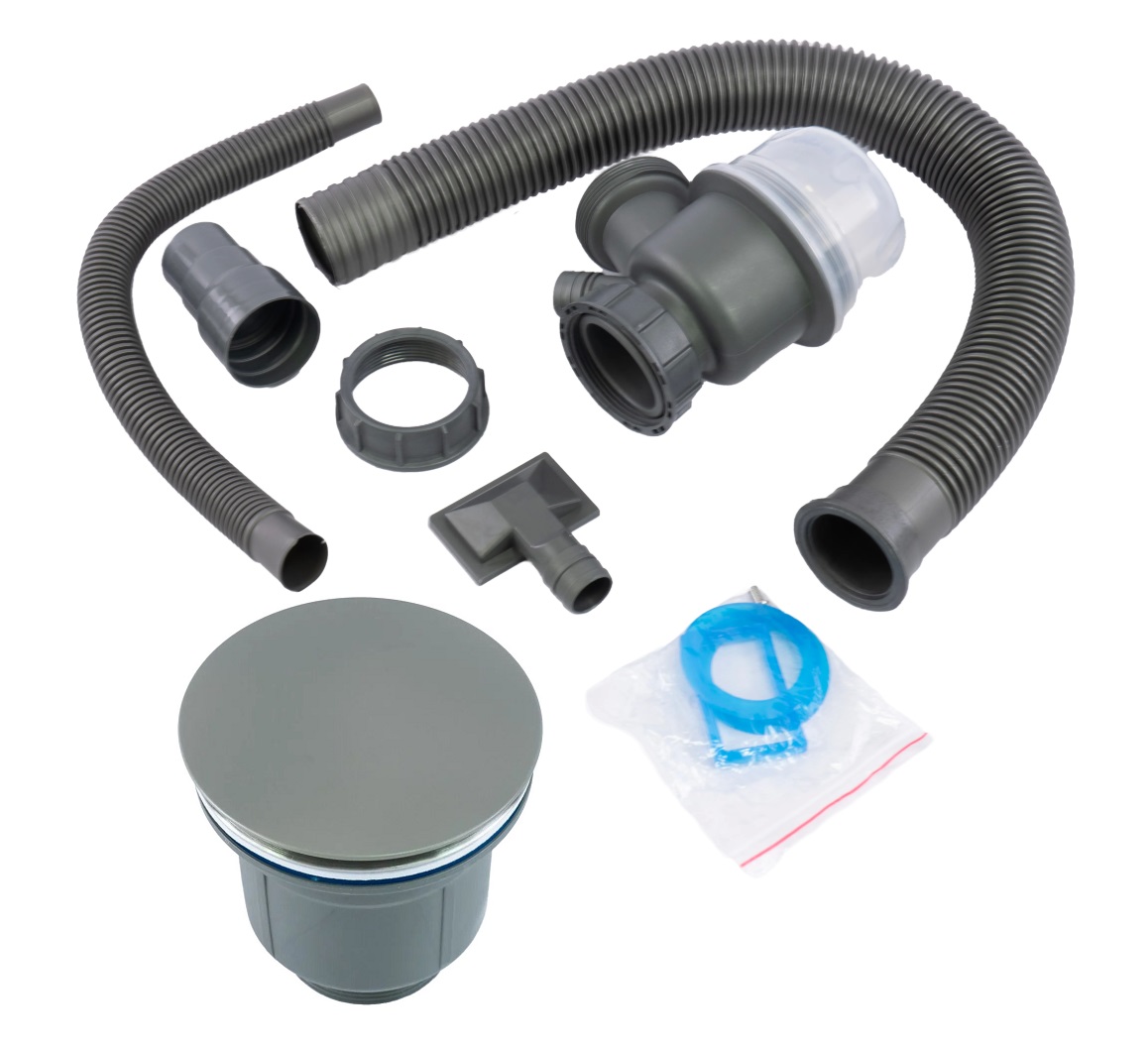 Сифон для кухни F-SL-T1166  СЕРЫЙ с прямоуг. переливом  FMARK  (30/1)