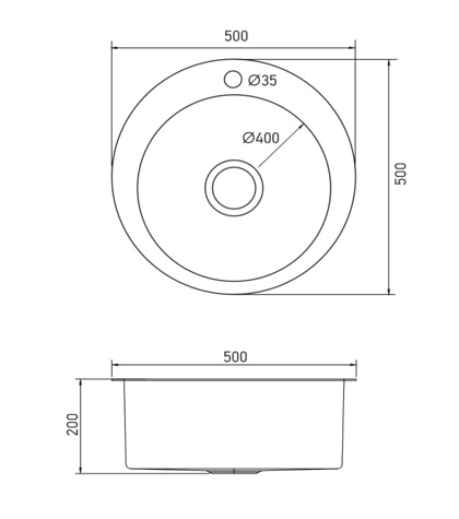 Мойка настол.монтаж   RADO LUXE  50  ГРАФИТ   круг  R-50 с креп.(3,0) 22см (1/1шт)