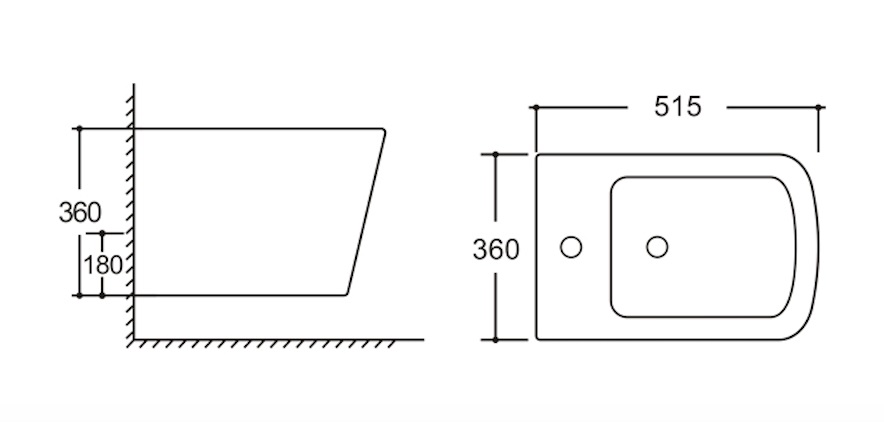 Биде подвесное  MISIR  515х360х300мм  RADOLUXE