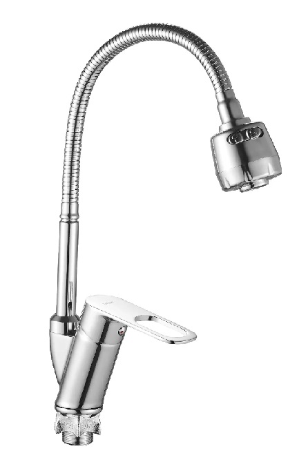 008F  D8-E-404  TRIGOR Смеситель  д/кухни гибкий излив гайка к40    (10/1шт)