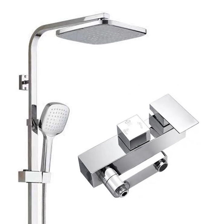 Душевая стойка   DIKALAN   D87505    3-х функциональная. корпус квадрат  ЛАТУНЬ   (1/1шт)