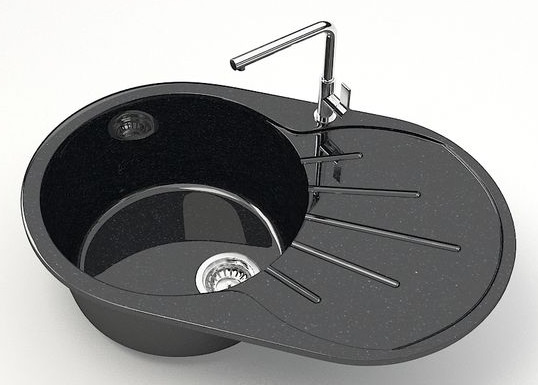 Мойка ГЛЯНЕЦ   R-24   ЧЕРНЫЙ  730х450  RADO LUXE   (1/1шт)