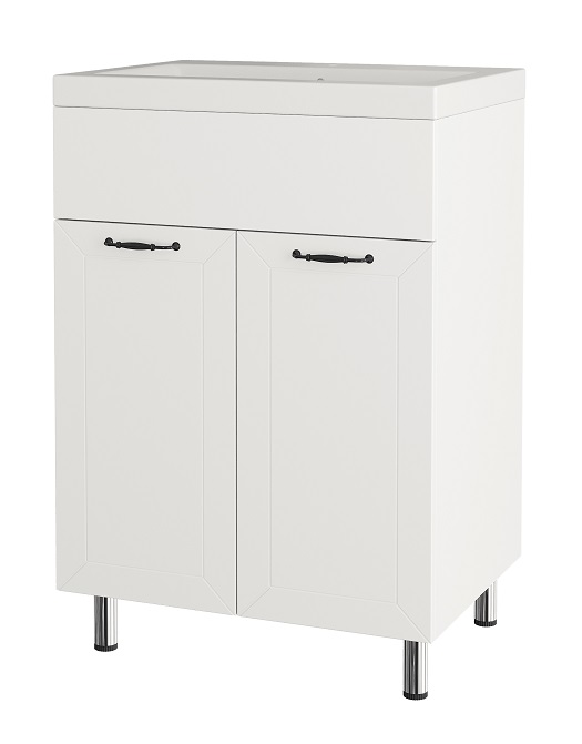 Т60  Тумба напольная Фотон 60 (Белый) 596х444х700  2дв. под умыв.  Слим 60  Арт.22004