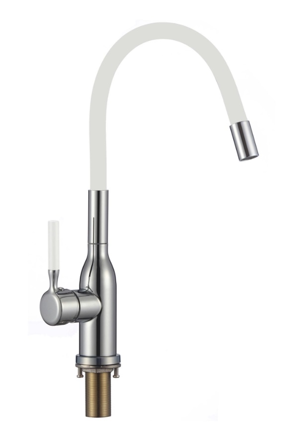 008   Смес кухня   высокий  SAVOL  S-2804-А-02 гибкий БЕЛЫЙ излив к35 хром. SUS  (5/1шт)