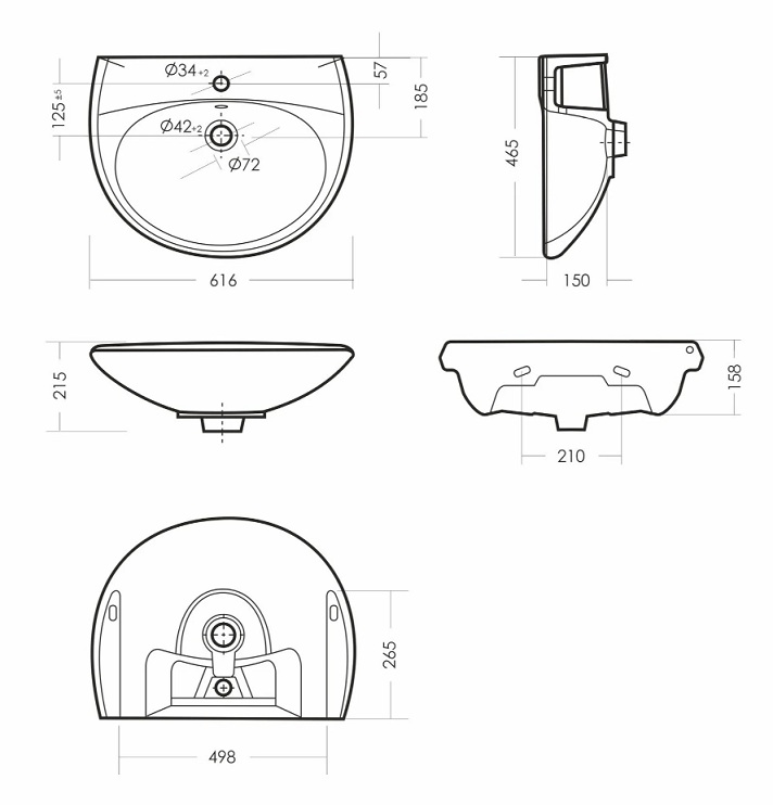 Умывальник ВИКТОРИЯ Белый    SANITA    616х465х215 (пьедестал Самарский)   (1/1шт)