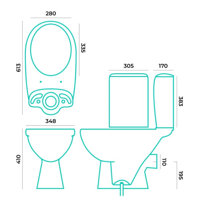 Унитаз-компакт ФОБОС Home de luxe выпуск 90*,2 кн.ниж. арматура,  ПП GESSO (г.Волгоград)  (1/1шт)