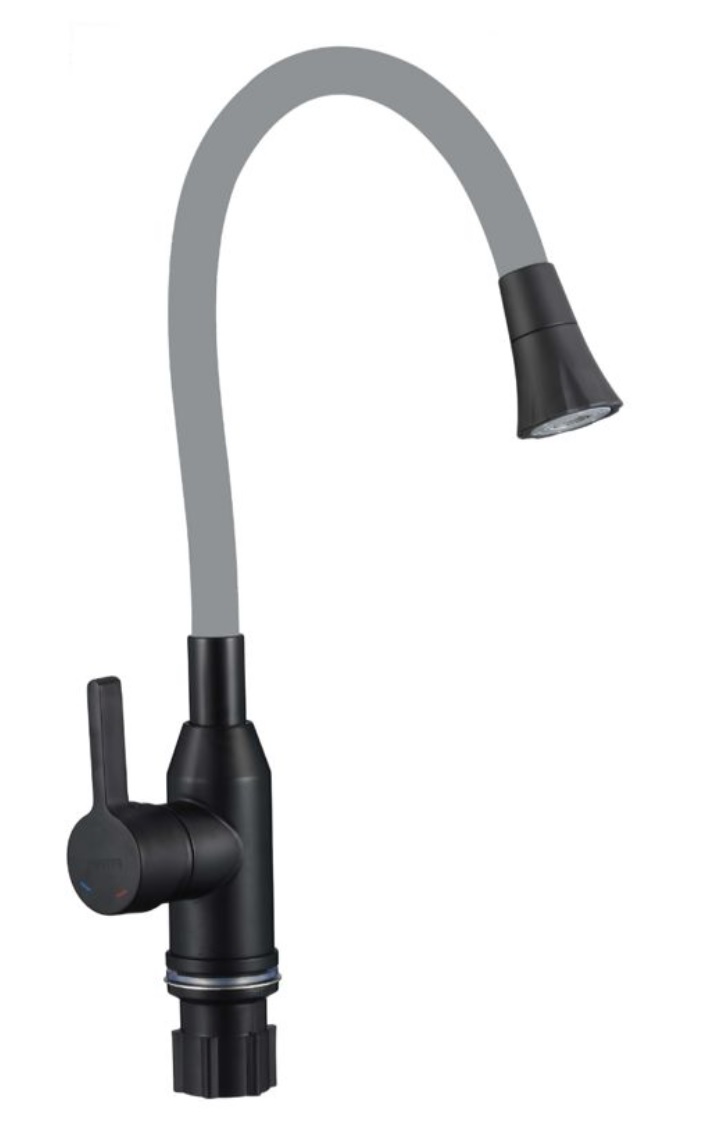 008   Смес кухня     FMARK   FS8277H-04 корпус ЧЕРНЫЙ,излив СЕРЫЙ   (6/1шт)