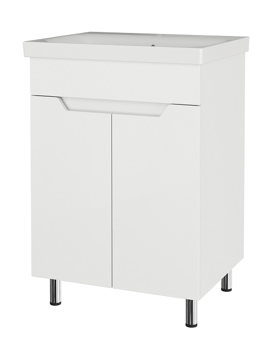 Т60  Тумба напольная Таун 60 (Белый глянцевый) 580х430х700  2 дв. под умыв.  Сомо 60  Арт.22084