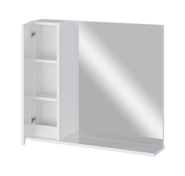 80  Зеркало-шкаф Каскад 80 (Белый глянцевый) 820x700x175  1дв., левый  Арт.22068
