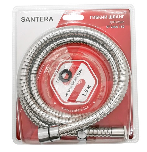 Шланг д/душа (блистер)  SANTERA   ST2600-CW  2-ой замок  150см  (40/1шт)