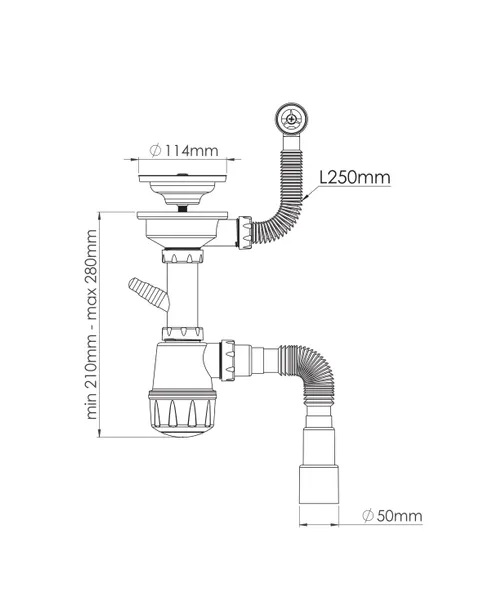 M104-8  Сифон  д/кухни  ZEGOR с  круглым.перелив/под стирал.,выпуск 3 1/2   (20/1шт)