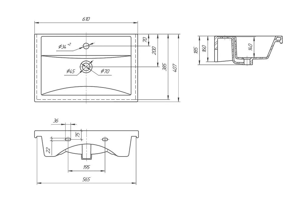Умывальник мебельный  KIROVIT  ФОСТЕР-60   (аналог FEST 60)   (1/1шт)