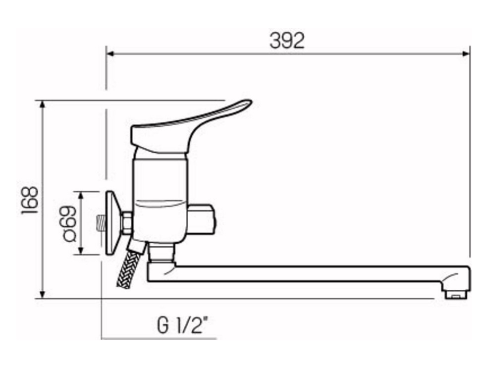 005new     Смес на ванну   DOKORONA   DK-7723-16А  НЕРЖАВЕЮЩАЯ СТАЛЬ  к.40  (12/1шт)