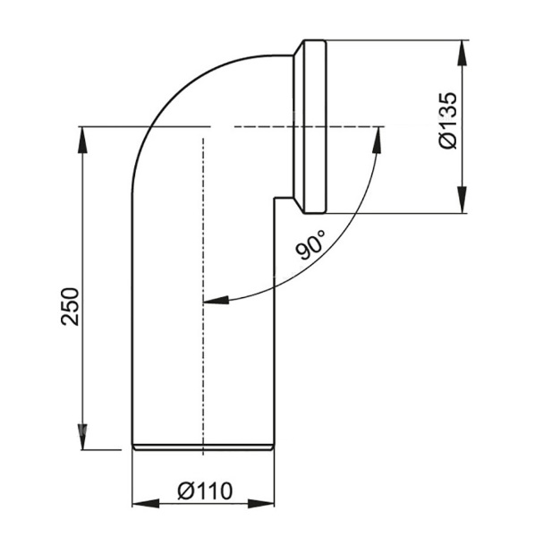 Отвод для унитаза  SMS-1019 d110*230---90*   (32/1)