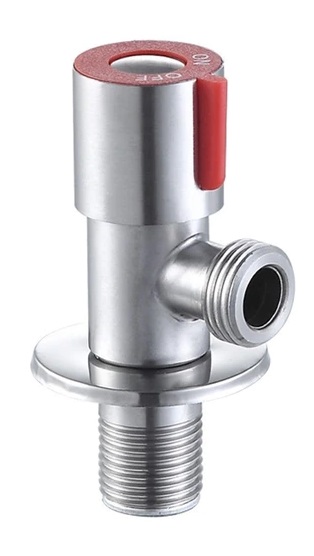 Кран угловой    1/2 - 1/2   буксовый  JF-08X  КРАСНЫЙ из НЕРЖАВ. СТАЛИ (100/1шт)