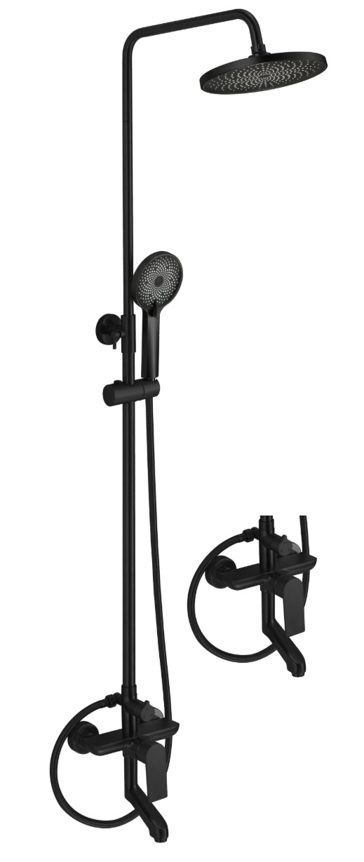 FMARK SUS FS8845H  Душевая стойка ЧЕРНЫЙ со смесителем картридж d/ нерж.35   (1/1шт)
