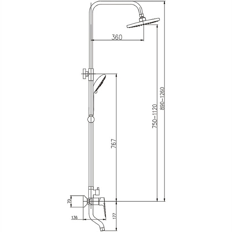 Душевая система  HB-2414  ХРОМ  к35  HAIBA  (4/1шт)