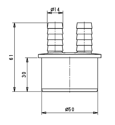 Адаптер д/подключения 2 слива ф50х1/4 промывки фильтров и слива воды   (150/1шт)
