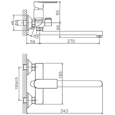 005NEW  Смеситель д/ванны  HB-22804  длинный излив БЕЛЫЙ-ХРОМ к35 HAIBA  (10/1шт)