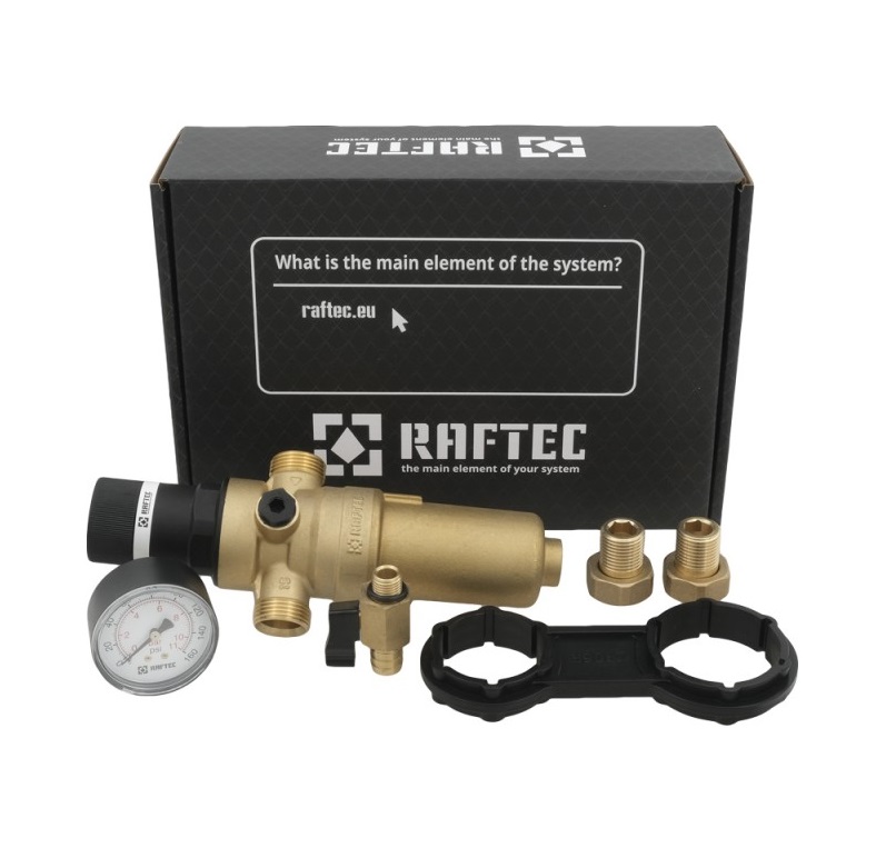 Фильтр  1/2 RCFR01-H  с редуктором самопромывной 70*С  лат. колба RAFTEC (30)