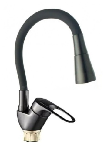 008F  DNE8-KG-FB-305  DIONIS Смеситель  д/кухни ГРАФИТгибкий СЕРЫЙ гайка к40  без шлангов   (12/1шт)